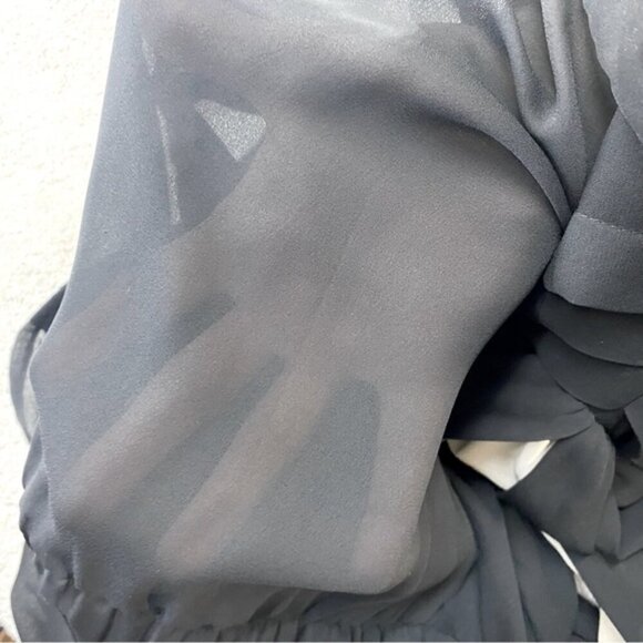 Vintage Joyce Palmer Black Long Sleeve Mock Neck Sheer Midi Dress XL - Picture 6 of 16